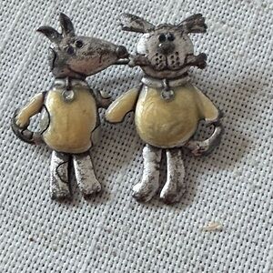 Vintage Animal Brooch  dogs . Rare